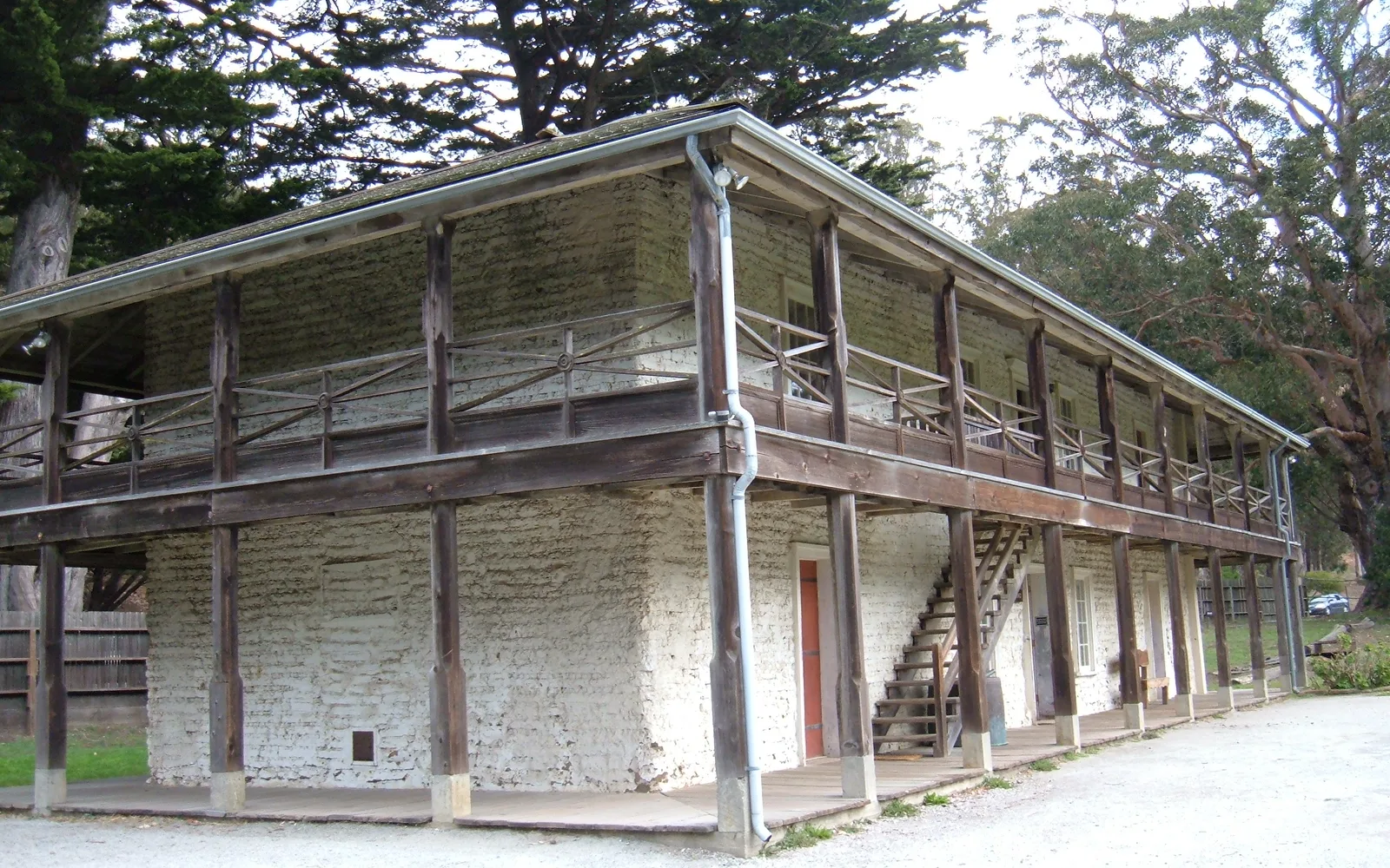 Exterior of the historic Sánchez Adobe, a Mexican-era building in Pacifica